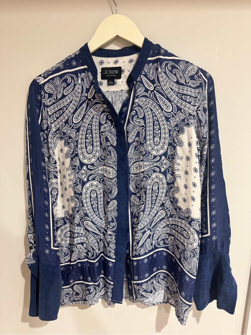 J.Crew Navy White Paisley Button-Up Shirt